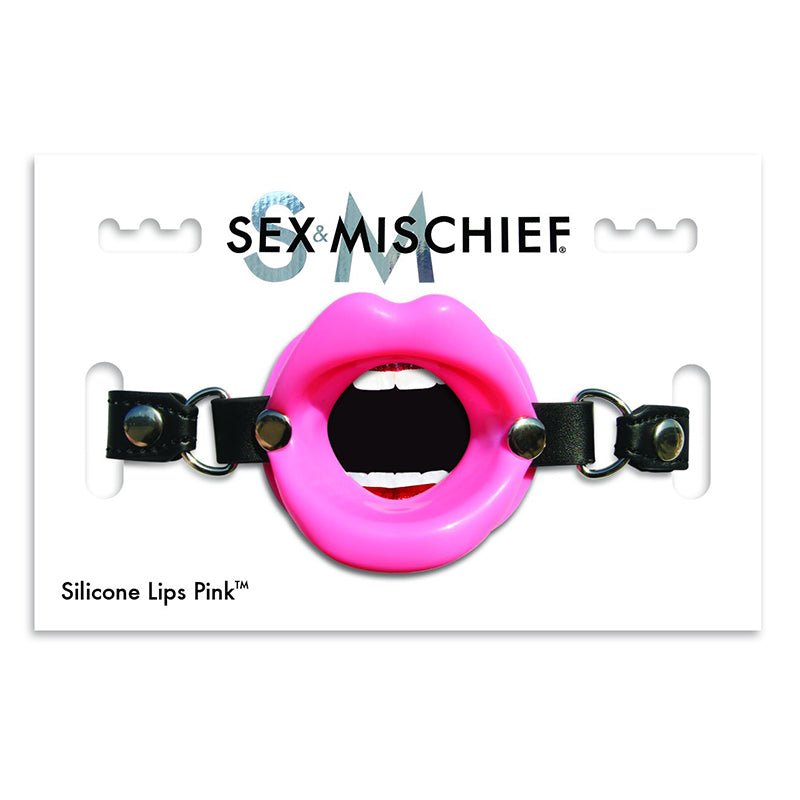 Sportsheets Sex & Mischief Silicone Lips Adjustable Open - Mouth Gag Pink - Royal Sins