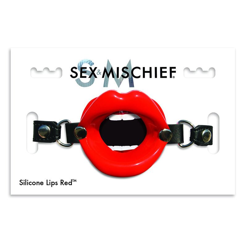 Sportsheets Sex & Mischief Silicone Lips Adjustable Open - Mouth Gag Red - Royal Sins