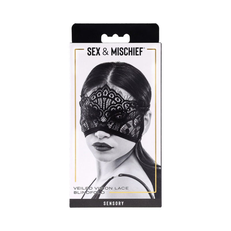 Sportsheets Sex & Mischief Veiled Vision Lace Blindfold - Royal Sins