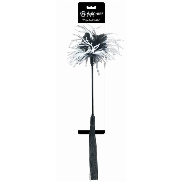 Sportsheets Sex & Mischief Whip & Tickle Black/White - Royal Sins