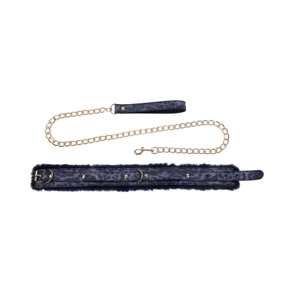 SS S&M Cougar Fur Collar & Leash - Royal Sins