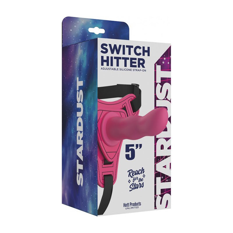 Stardust Switch Hitter Silicone Strap - On Dildo With Harness 5 in. Pink - Royal Sins