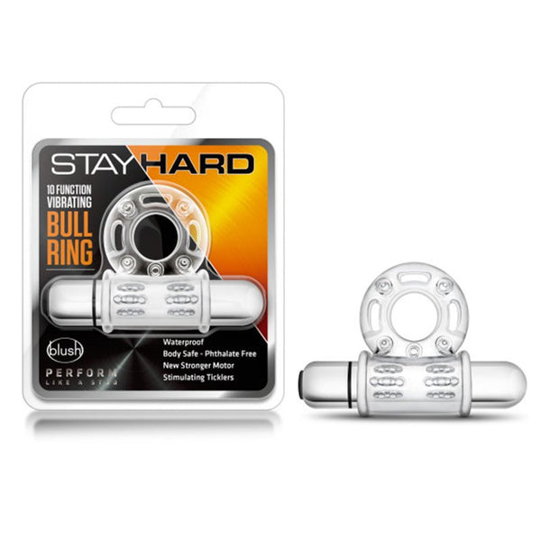 Stay Hard 10 Function Vibrating Bull Ring Clear - Royal Sins