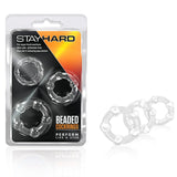 Stay Hard Beaded Cockrings 3 - Piece Set Clear - Royal Sins