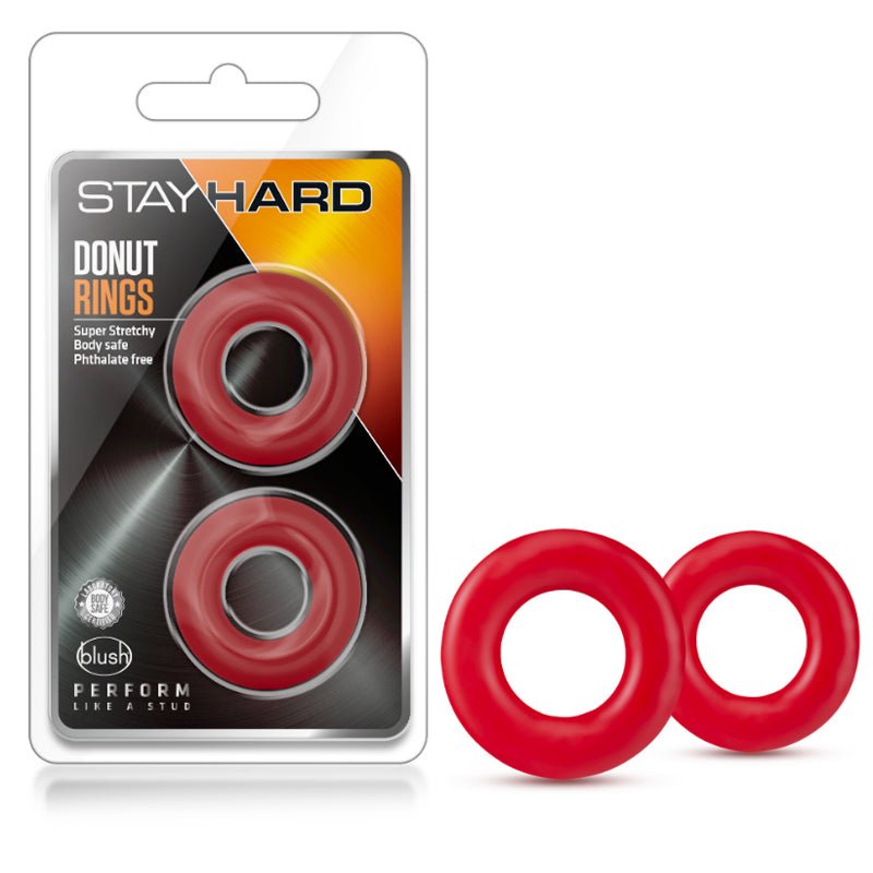 Stay Hard Donut Rings Cockring 2 - Pack Red - Royal Sins