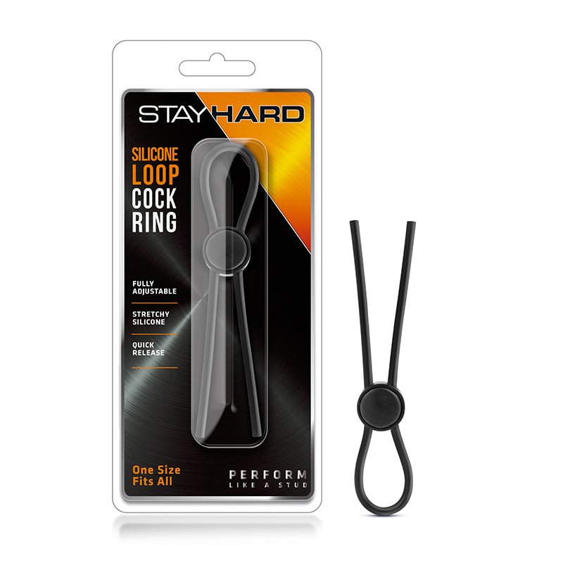 Stay Hard Silicone Loop Lasso/Bolo Cockring Black - Royal Sins