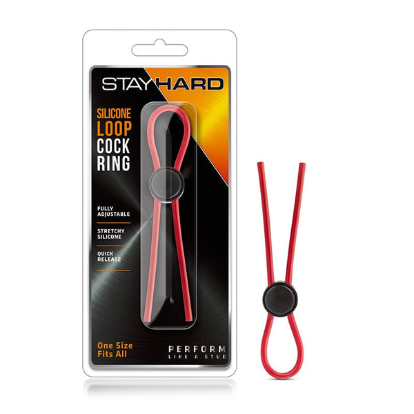 Stay Hard Silicone Loop Lasso/Bolo Cockring Red - Royal Sins