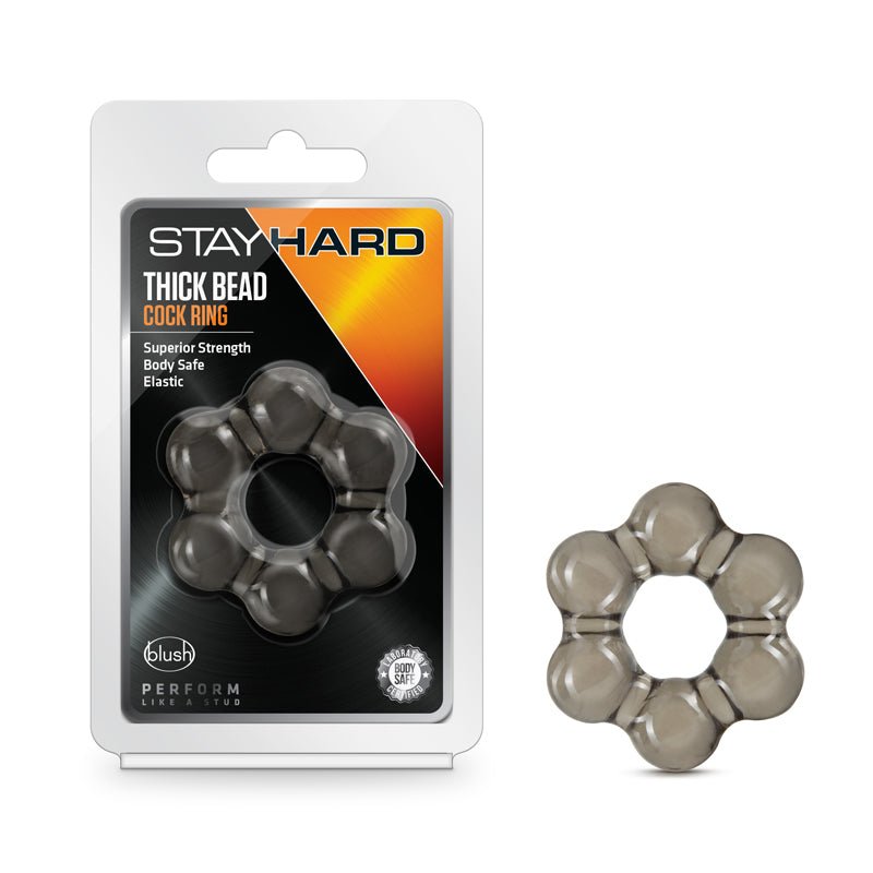 Stay Hard Thick Bead Cockring Black - Royal Sins