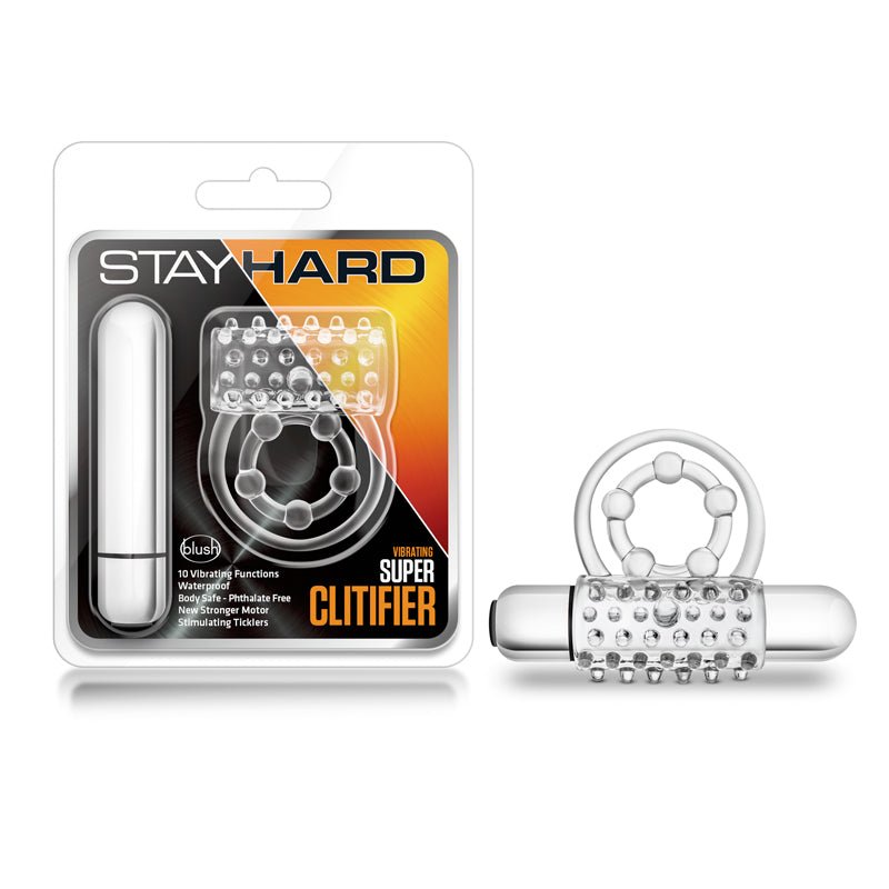 Stay Hard Vibrating Super Clitifier Cockring Clear - Royal Sins