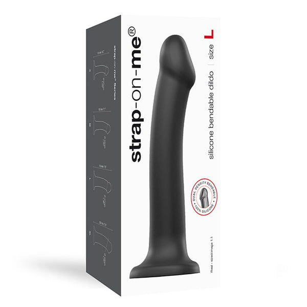 Strap - On - Me Bendable Dual - Density Silicone Dildo Black L - Royal Sins