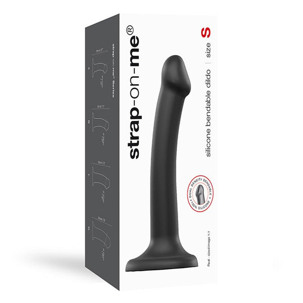 Strap - On - Me Bendable Dual - Density Silicone Suction Cup Dildo Black S - Royal Sins