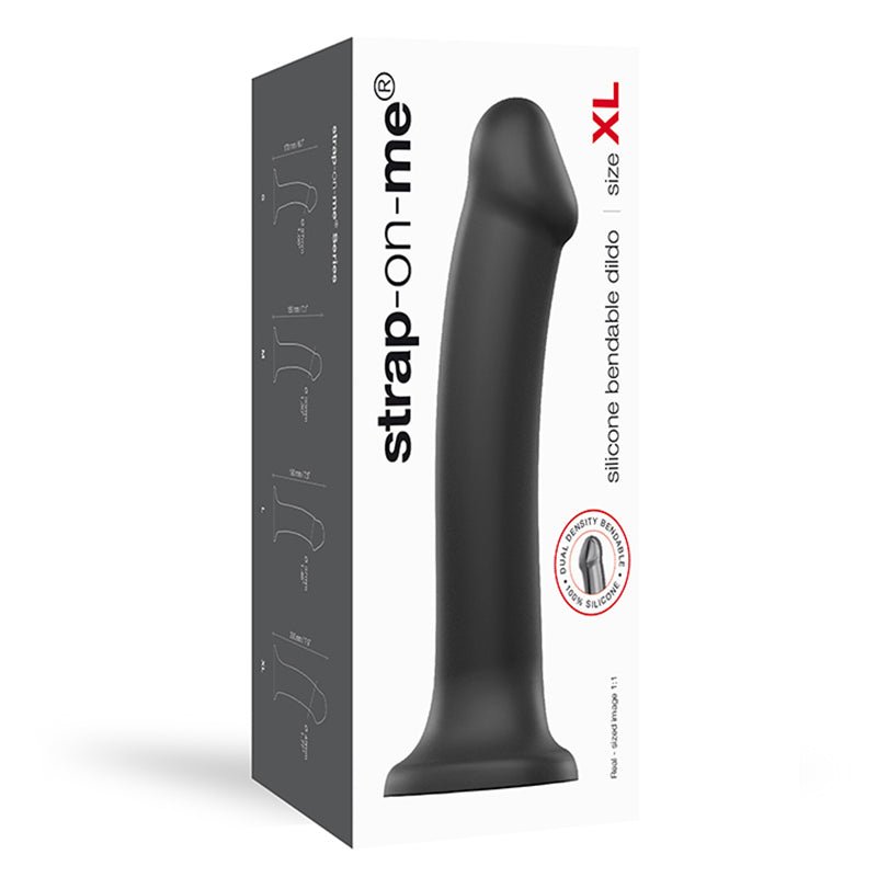 Strap - On - Me Bendable Dual - Density Silicone Suction Cup Dildo Black XL - Royal Sins