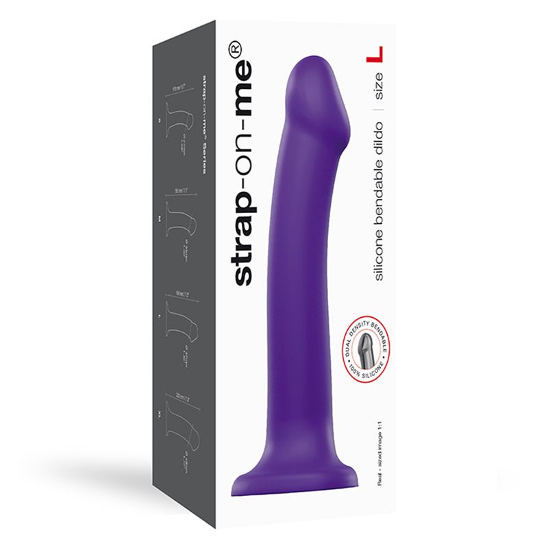 Strap - On - Me Bendable Dual - Density Silicone Suction Cup Dildo Purple L - Royal Sins