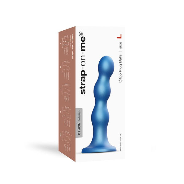 Strap - On - Me Hybrid Collection Silicone Dildo Plug Balls Metallic Blue L - Royal Sins