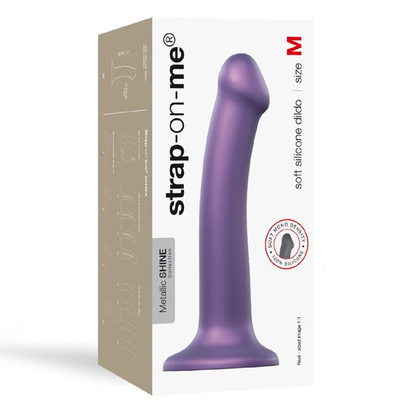 Strap - On - Me Metallic Shine Collection Soft Single - Density Silicone Dildo Purple M - Royal Sins