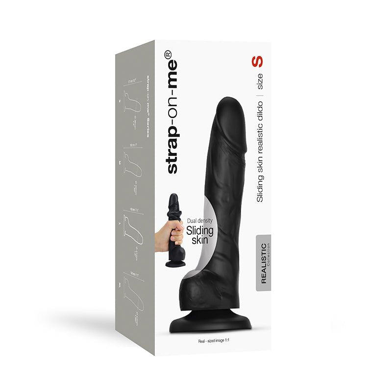 Strap - On - Me Realistic Collection Sliding Skin Dual - Density Silicone Dildo Black S - Royal Sins