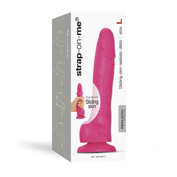 Strap - On - Me Realistic Collection Sliding Skin Dual - Density Silicone Dildo Fuchsia L - Royal Sins