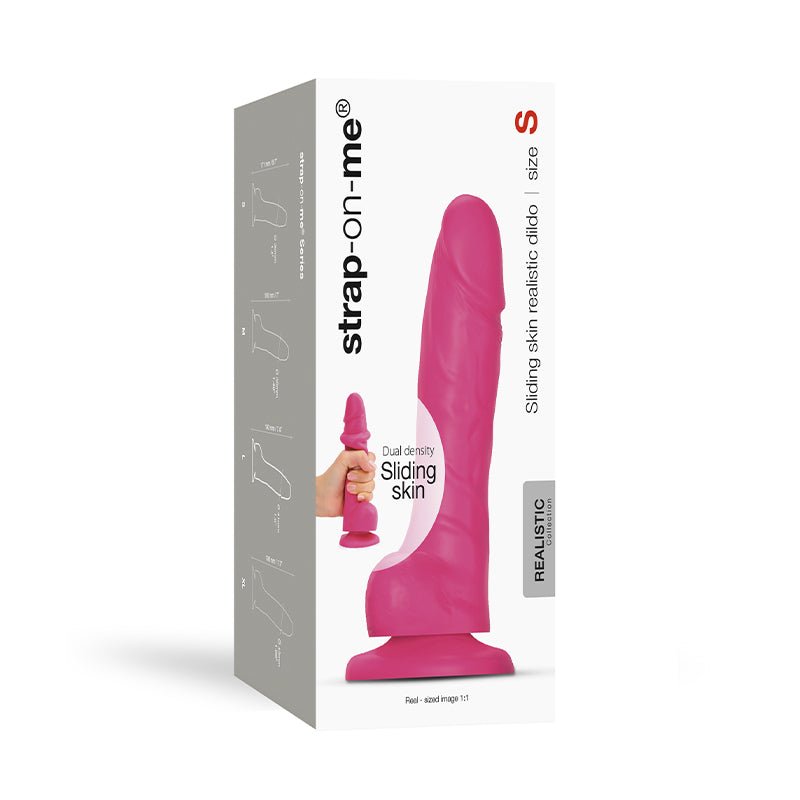 Strap - On - Me Realistic Collection Sliding Skin Dual - Density Silicone Dildo Fuchsia S - Royal Sins