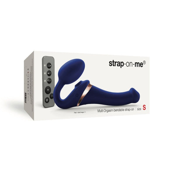 Strap - On - Me Rechargeable Remote - Controlled Multi Orgasm Bendable Strap - On Night Blue S - Royal Sins