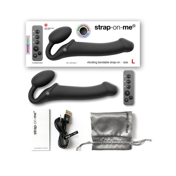 Strap - On - Me Rechargeable Remote - Controlled Silicone Vibrating Bendable Strap - On Black L - Royal Sins