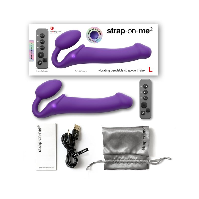 Strap - On - Me Rechargeable Remote - Controlled Silicone Vibrating Bendable Strap - On Purple L - Royal Sins