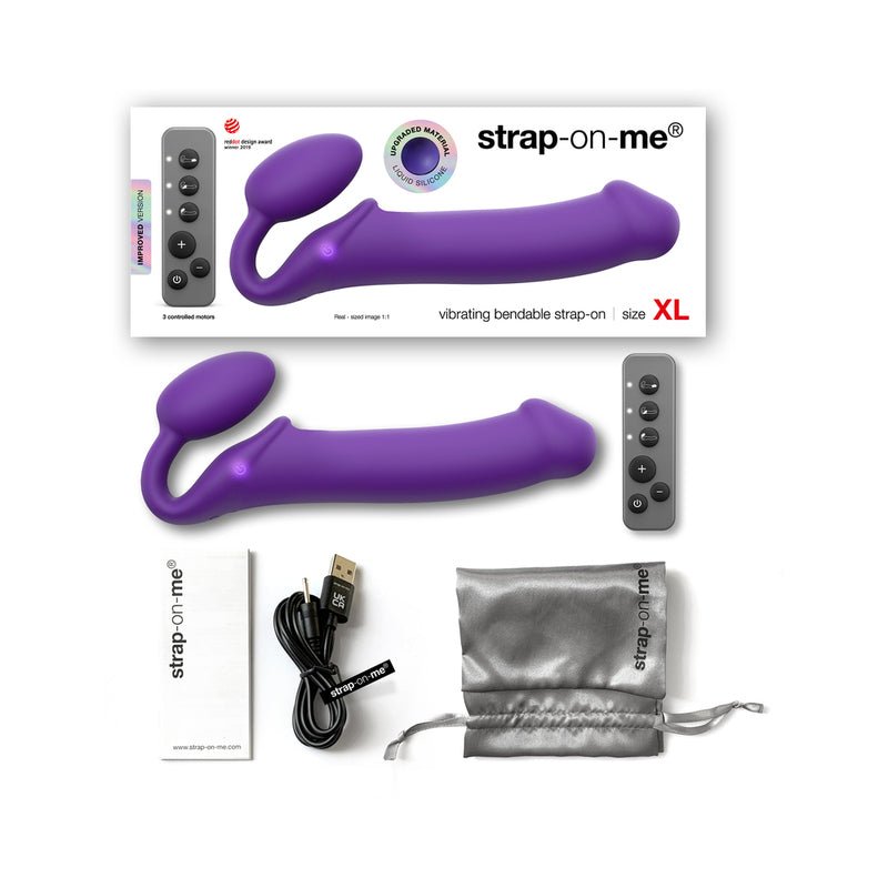 Strap - On - Me Rechargeable Remote - Controlled Silicone Vibrating Bendable Strap - On Purple XL - Royal Sins
