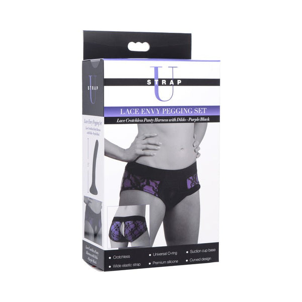 Strap U Lace Envy Pegging Set Purple/Black - Royal Sins