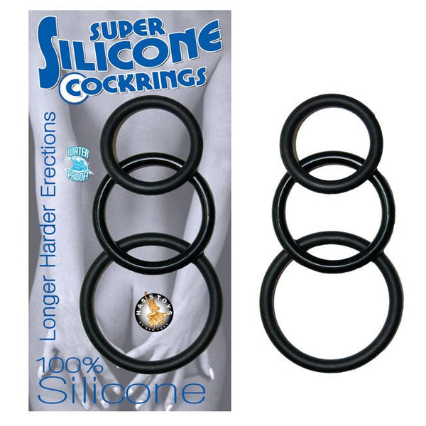 Super Silicone Cockrings 3 (Black) - Royal Sins