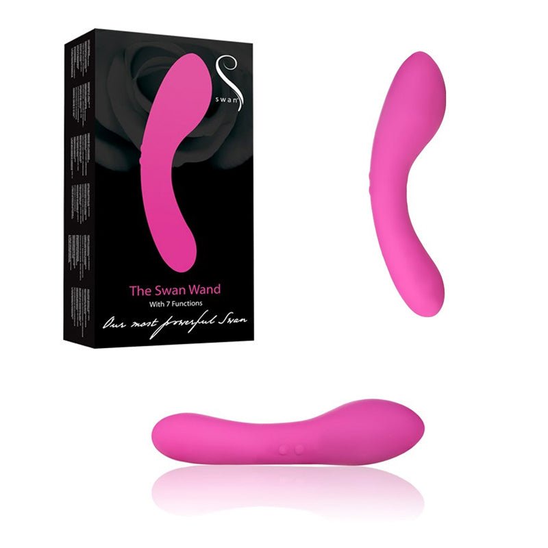 Swan Massage Wand Rechargeable, Waterproof. 2 Motors and 7 functions. - Royal Sins