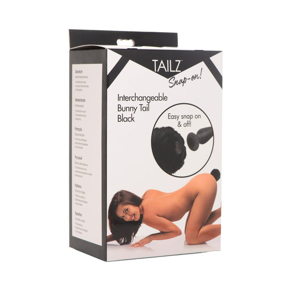 Tailz Snap - On Interchangeable Bunny Tail Black (Plug not included) - Royal Sins