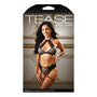 Tease Logan Halter Bralette & Panty With Detachable Leg Garters Black L/XL - Royal Sins