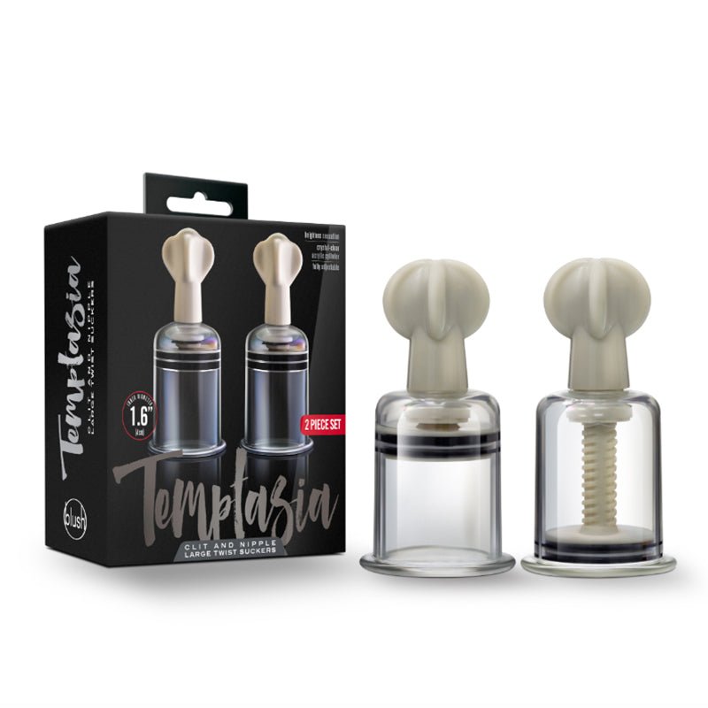 Temptasia Clit and Nipple Twist Suckers 2 - Piece Set Large Clear - Royal Sins