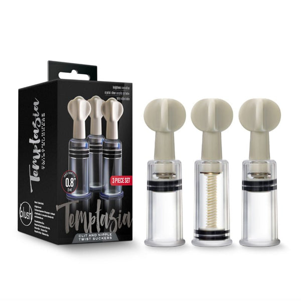 Temptasia Clit and Nipple Twist Suckers 3 - Piece Set Clear - Royal Sins