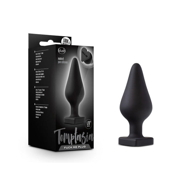Temptasia 'Fuck Me' Silicone Anal Plug with Heart - Shaped Base Black - Royal Sins