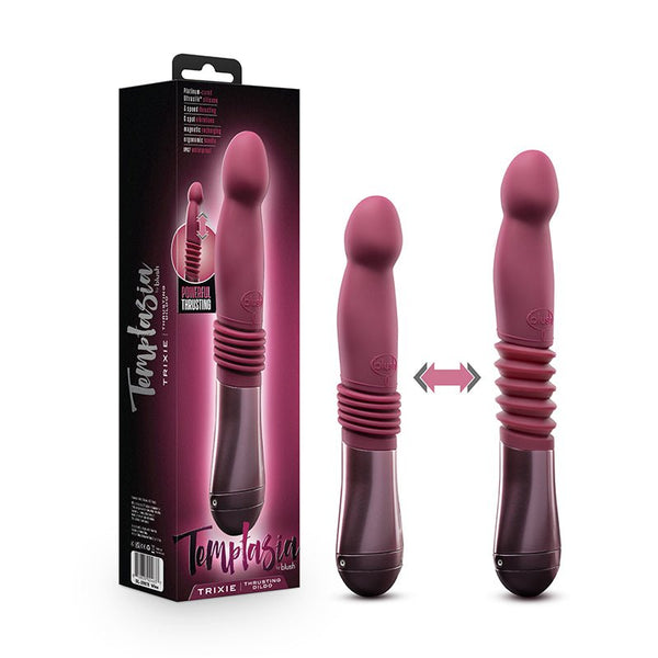 Temptasia Trixie Rechargeable 10 in. Silicone Thrusting Dildo Wine - Royal Sins