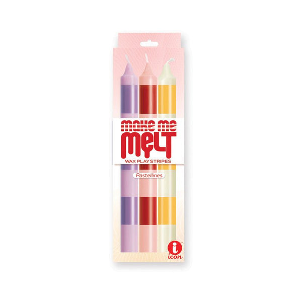 The 9's Make Me Melt Sensual Warm Drip Candles 3pk Stripes Pastellines - Royal Sins