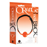 The 9's, Orange Is The New Black, SiliGag Silicone Bag Gag, Orange with Black Faux Leather Straps - Royal Sins