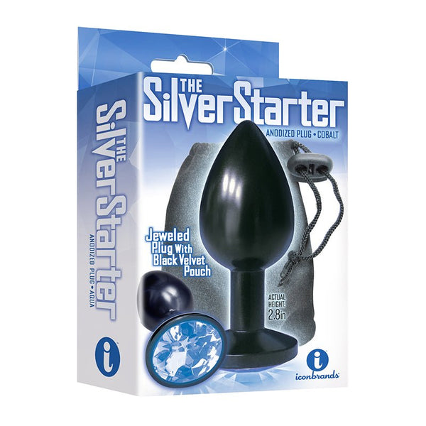The 9's, The Silver Starter, Bejeweled Anodized Stainless Steel Plug, Colbalt - Royal Sins