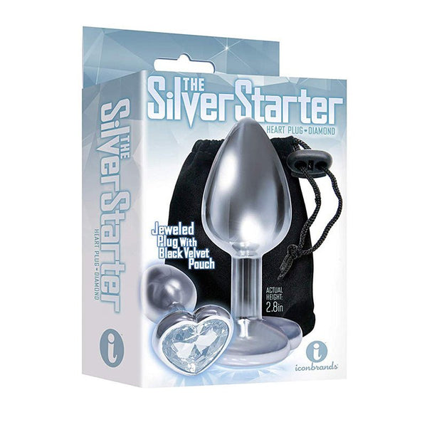 The 9's, The Silver Starter, Bejeweled Heart Stainless Steel Plug, Diamond - Royal Sins