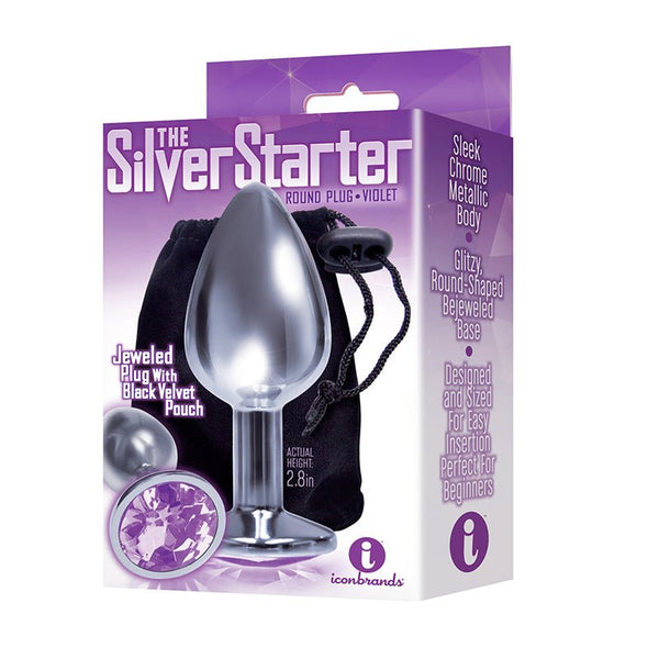 The 9's, The Silver Starter, Bejeweled Stainless Steel Plug, Violet - Royal Sins