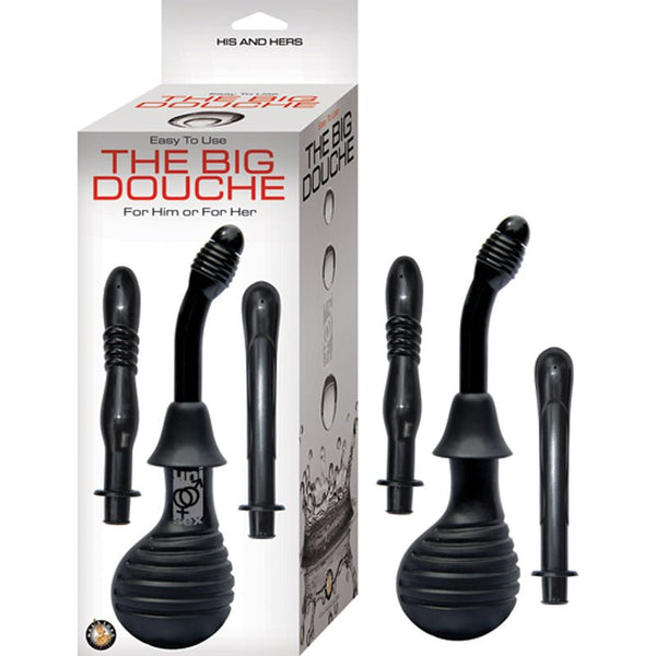 The Big Douche For Vaginal & Anal Use With 3 Unique Attachments (Black) - Royal Sins