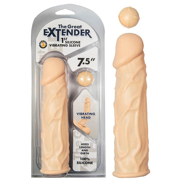 The Great Extender 1St Silicone Vibrating Sleeve 7.5in - Flesh - Royal Sins