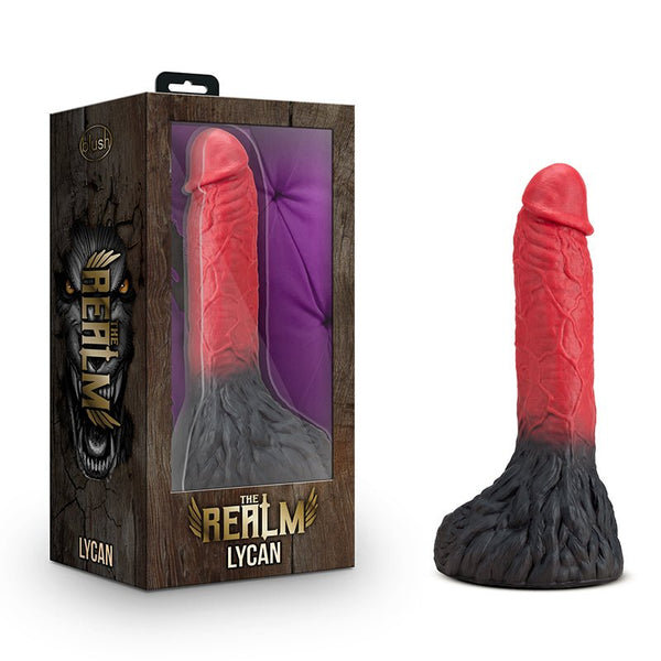 The Realm Lycan 10.5 in. Silicone Lock On Fantasy Werewolf Dildo Red - Royal Sins