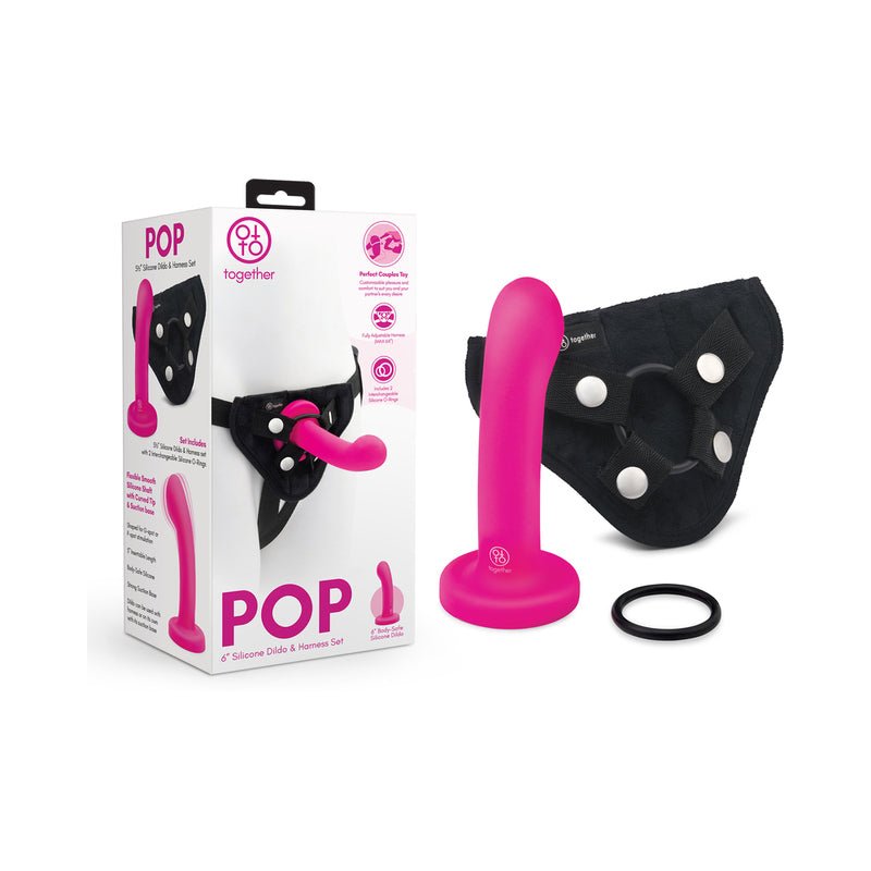 Together Pop 5 in. Silicone Dildo and Harness Set Pink - Royal Sins