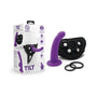 Together Tilt 6.5 in. Silicone Dildo and Harness Set Purple - Royal Sins