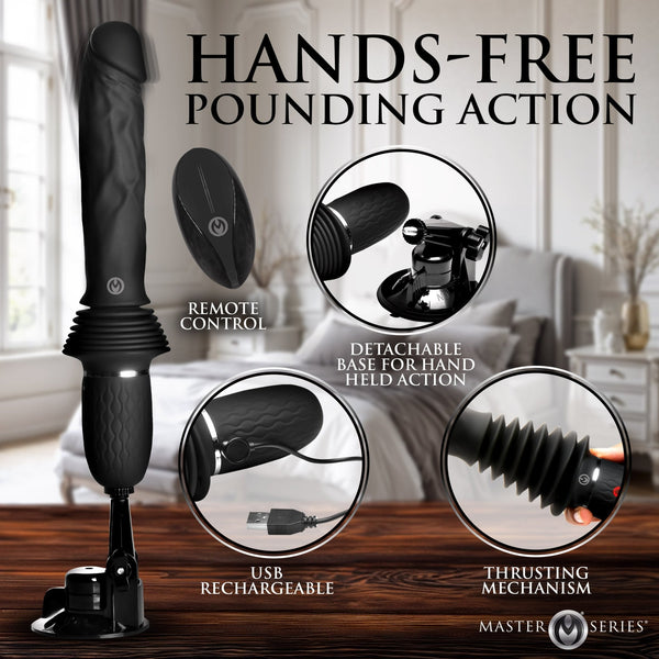 Ultimate Power Pounder Vibrating & Thrusting Silicone Dildo w/ Remote - Royal Sins