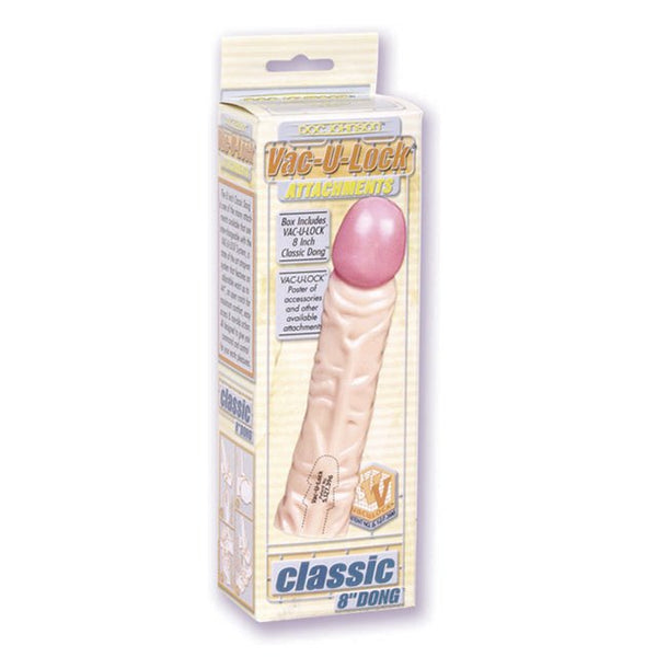 Vac - U - Lock - 8 Inch Classic Dong White - Royal Sins