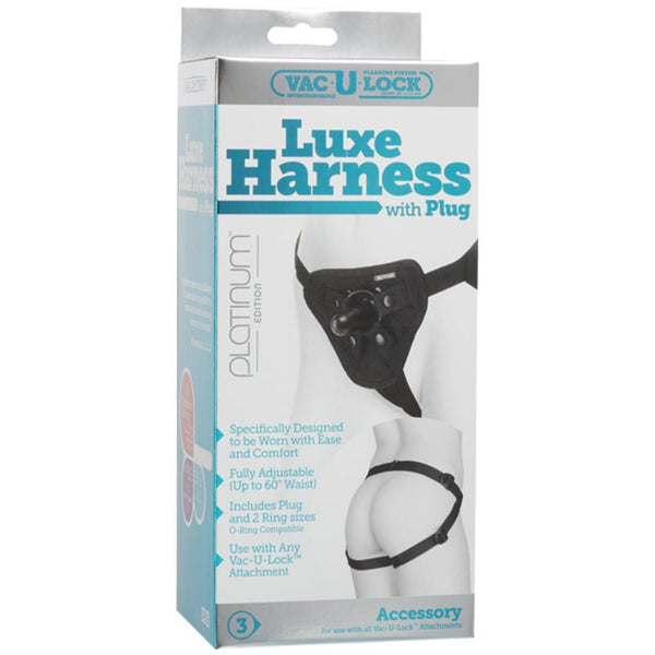 Vac - U - Lock Platinum - Luxe Harness - With Plug Black - Royal Sins
