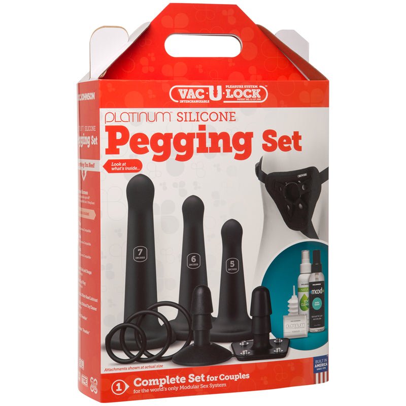 Vac - U - Lock Silicone Pegging Set Black - Royal Sins