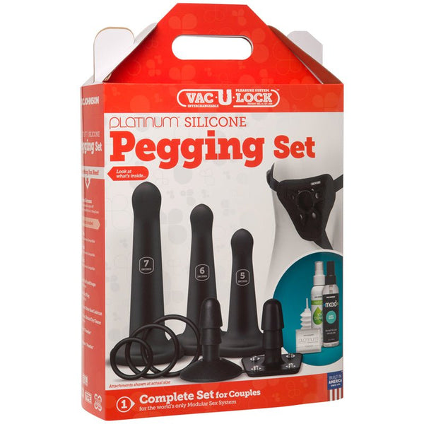 Vac - U - Lock Silicone Pegging Set Black - Royal Sins